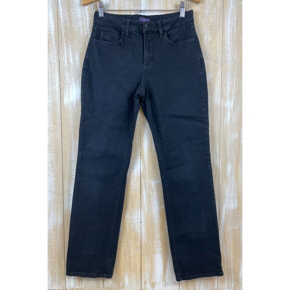 NYDJ Not Your Daughters Jeans 8P Petite Black Marilyn Straight Leg Jeans - Picture 1 of 10
